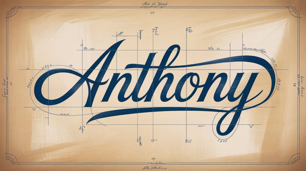 Anthony in cursive: How To Write Here Blue Print Anthony in cursive: How To Write Here Blue Print
